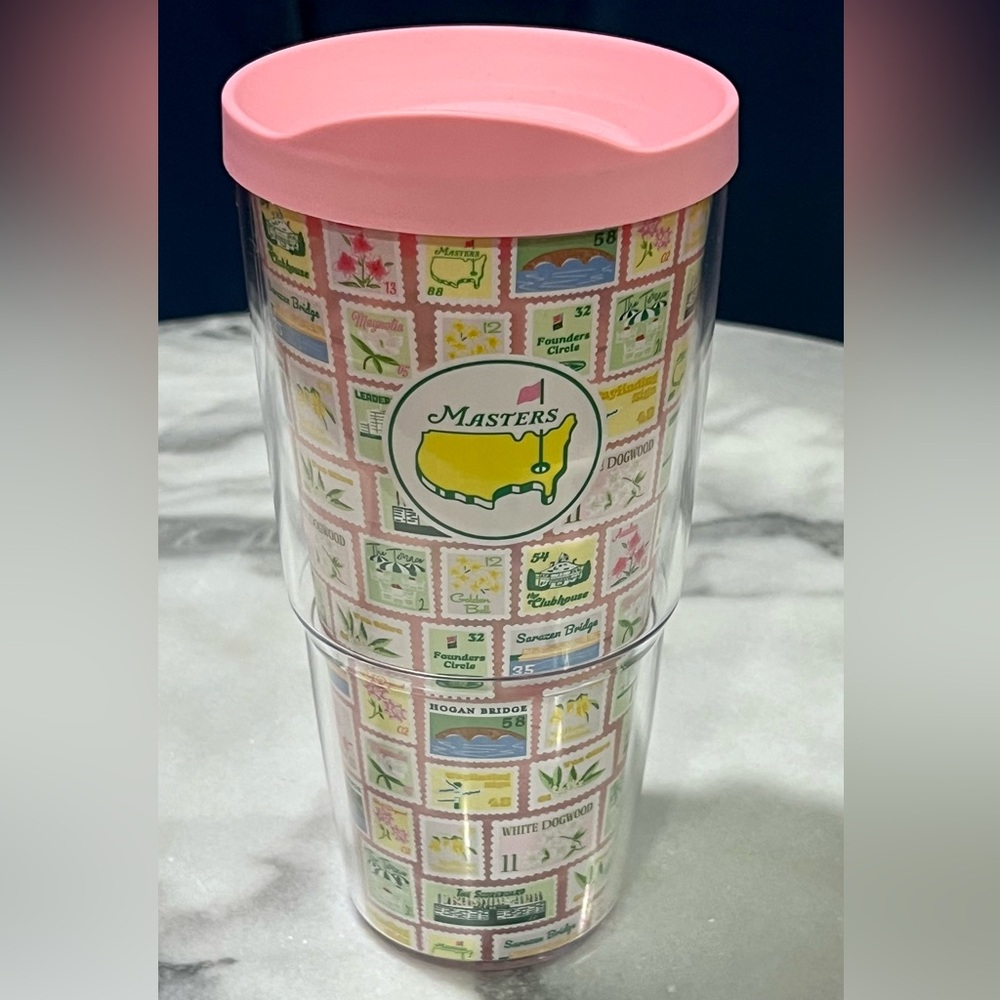 2025 Masters Pink Lid Stamps Tervis Tumbler 24 oz Augusta National NEW